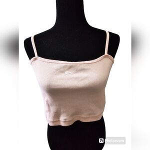 Women Size Small Pink Nike Sportswear Ribbed Crop Tank Adjustable Straps Used
